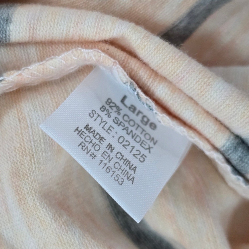 Poof! Womens Peach Grey Striped Long Sleeve Scoop Neck Top NWT Size L - Picture 4 of 6